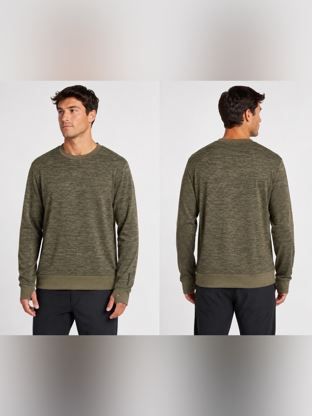 DAKINE Liberator LW Crew Sweatshirt Men’s Large Peat Green Heather Thumbholes